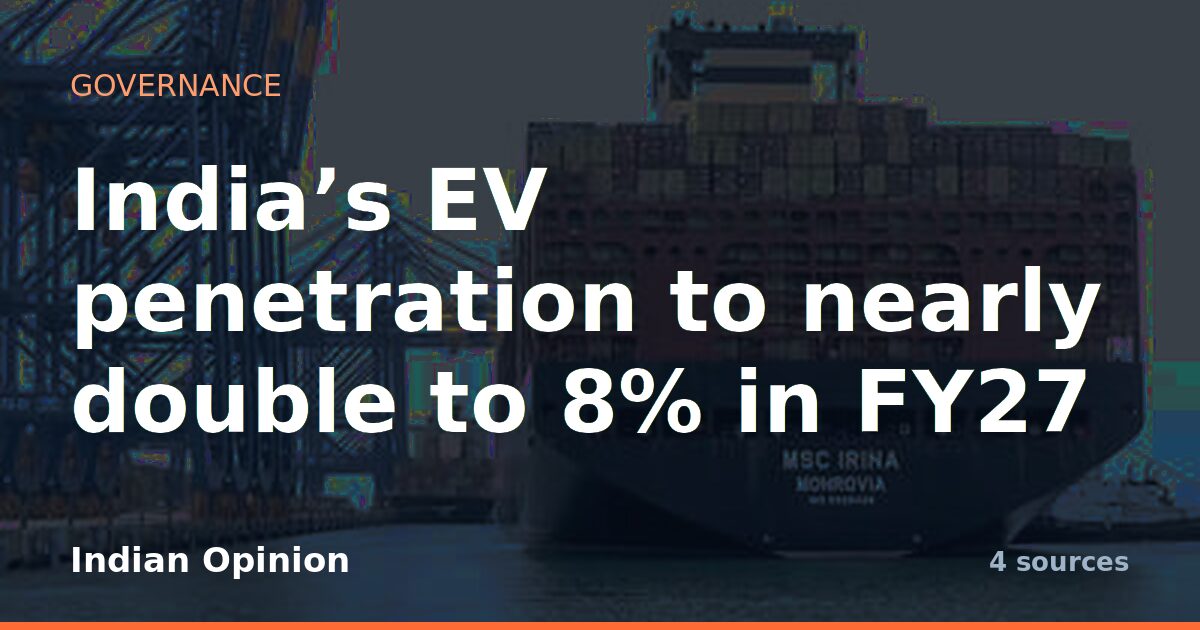 India's EV penetration to nearly double to 8% in FY27
