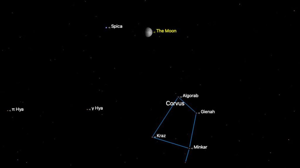 Don’t miss Spica shine with the waxing gibbous moon tonight