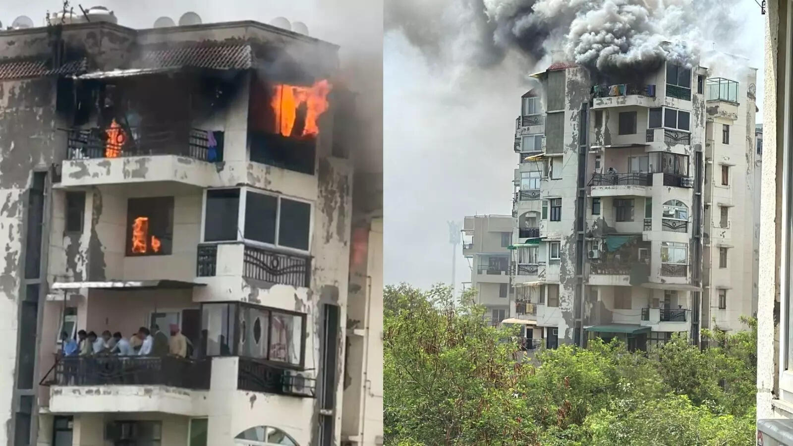 दिल्ली के द्वारका स्थित अपार्टमेंट में भीषण आग, तीन लोग बिल्डिंग से गिरे नीचे, हालत गंभीर