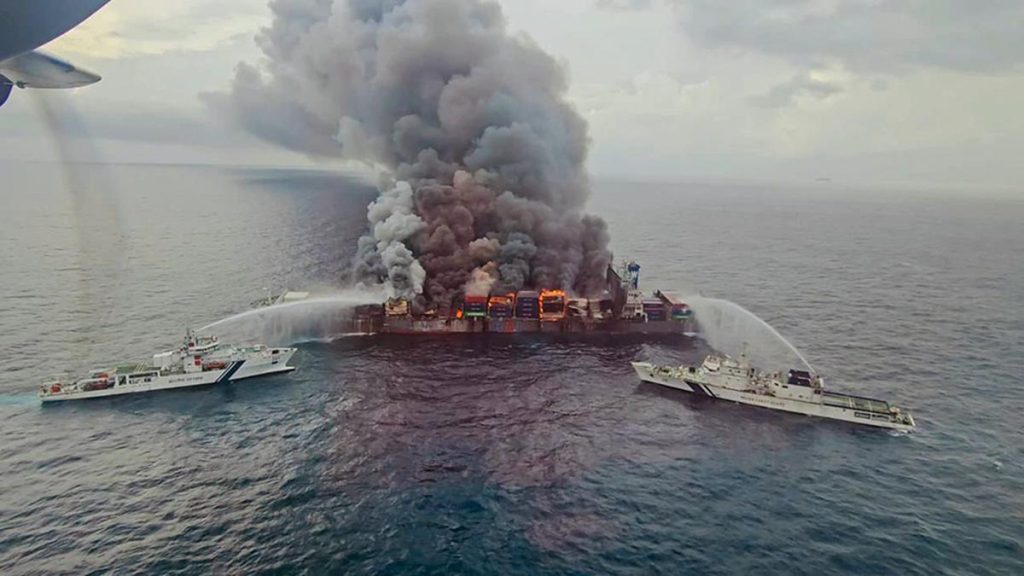 Singapore-flagged cargo ship fire: 40% of blaze in forward bay contained but vessel continues to emit heavy smoke