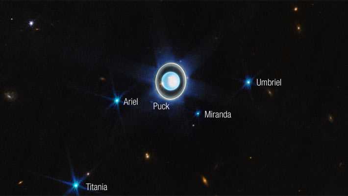 Hubble Investigates Surface Conditions on Four Uranian Moons: Ariel, Umbriel, Titania, and Oberon