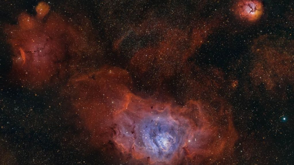 Astrophotographer captures the heart of the Lagoon Nebula glowing below a cosmic Trifid (photo)