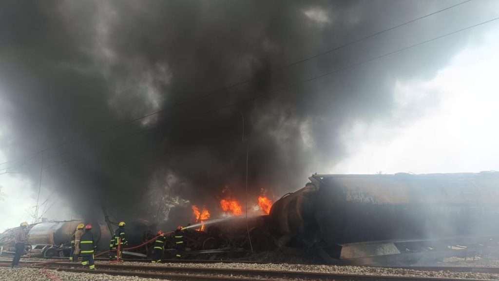 Freight Train Wagon Carrying Fuel Catches Fire Near Tiruvallur Station