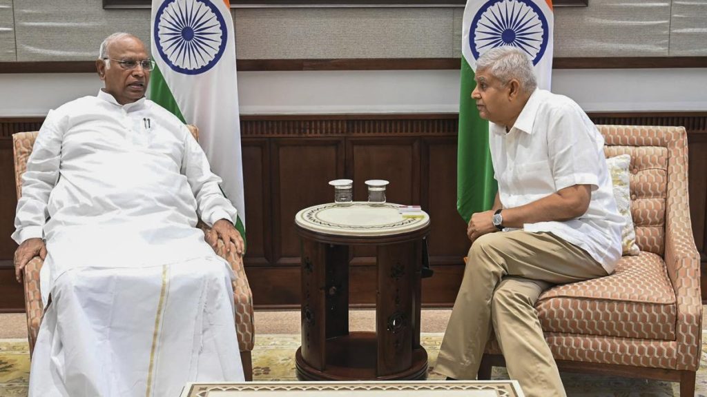Kharge Meets Dhankhar Ahead of Monsoon Session Talks