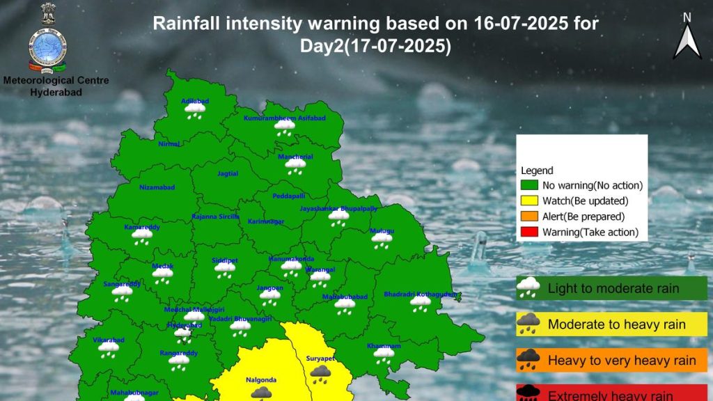 Telangana Weather: Heavy Rainfall in Four Districts, Thunderstorms Forecast for 22 Areas on July 17