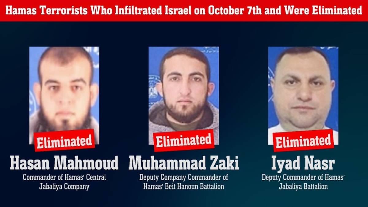 Israel Eliminates Several Terrorists And Hamas Operatives Involved in Brutal October 7 Massacre