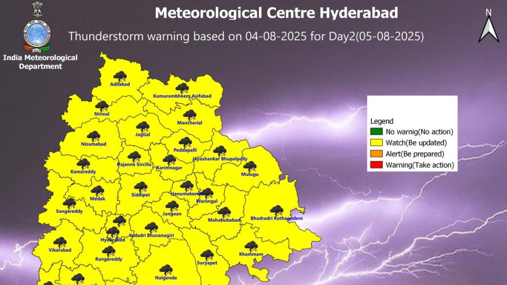 Telangana Braces for Four Days of Rain Starting August 4