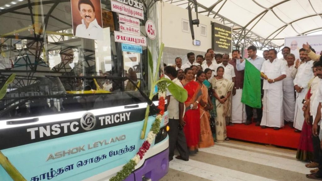 11 New Low-Floor TNSTC Buses Launched from Tiruchi's Panjapur Terminus