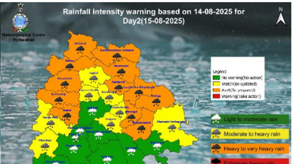 Telangana Issues Orange Alert for 12 Districts, Yellow for Eight Amid Weather Warnings