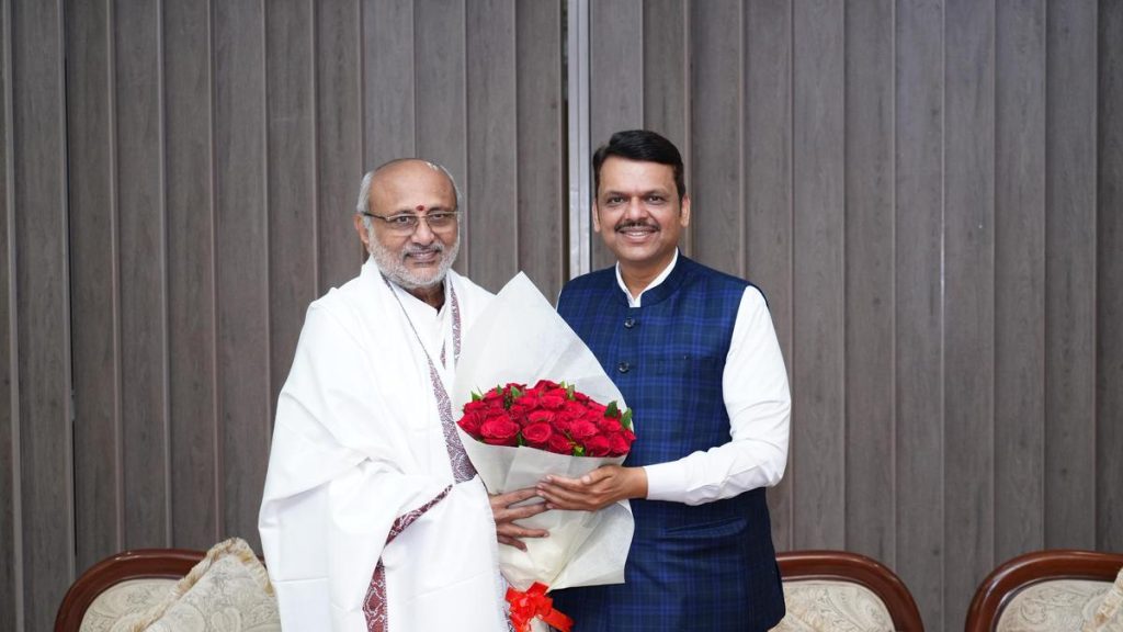 Maharashtra CM Fadnavis, Deputies Congratulate Radhakrishnan on VP Nomination