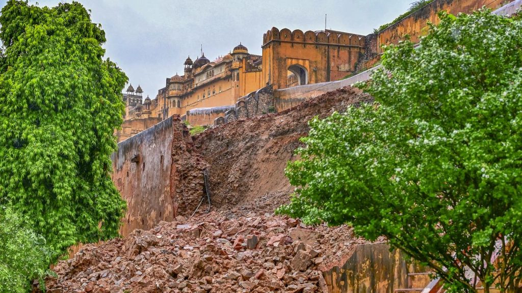 Section of Amer Fort Wall Collapses Amid Heavy Rain in Jaipur