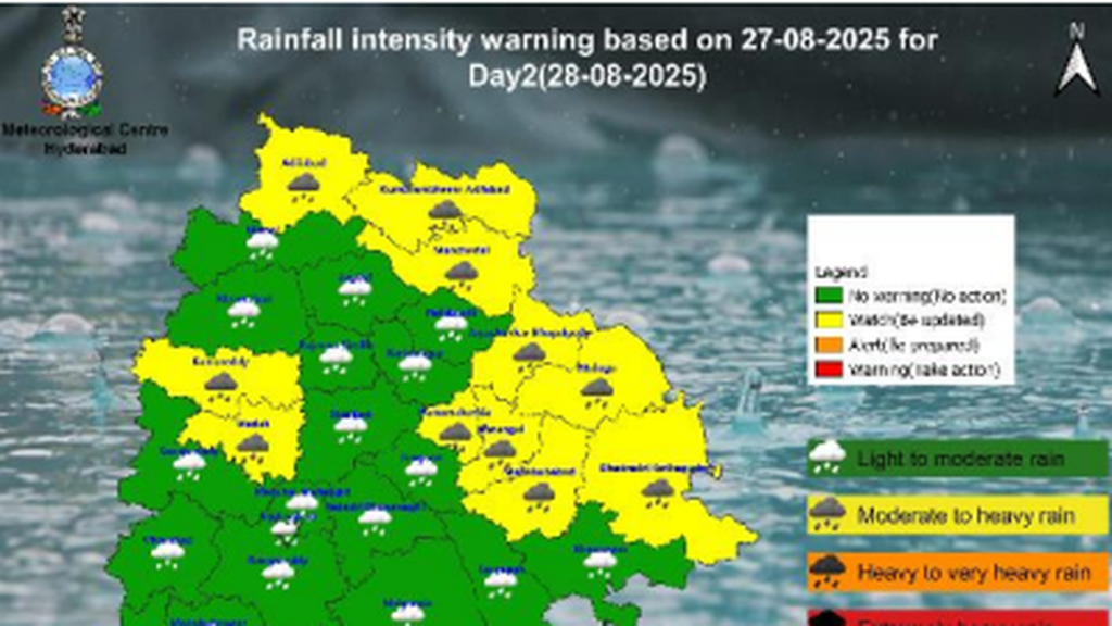 Telangana Weather: Heavy Rain Alert for 11 Districts on August 28