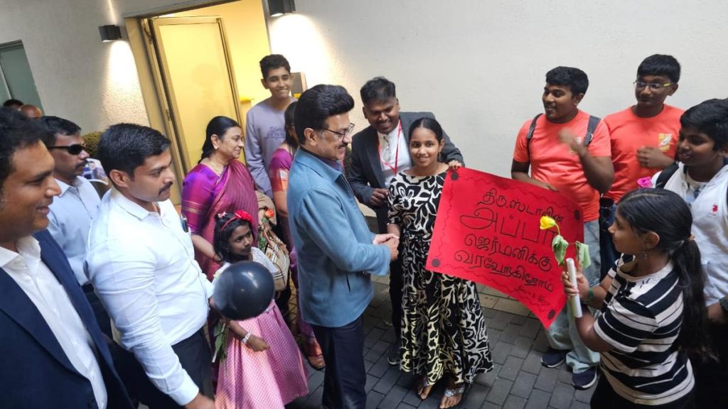 Tamil Nadu CM Stalin Arrives in Düsseldorf