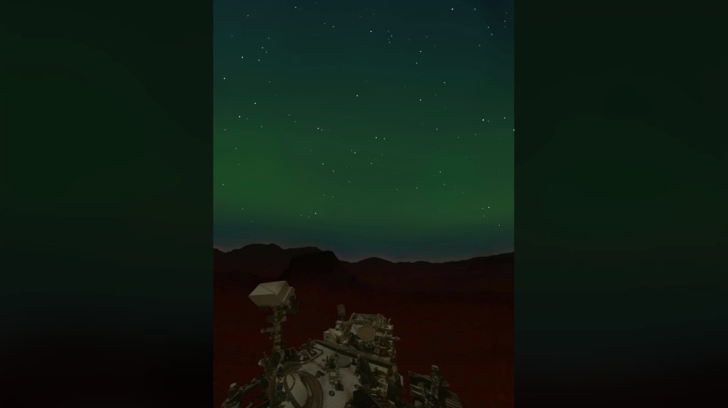 Aurora over Mars gives Red Planet a green glow