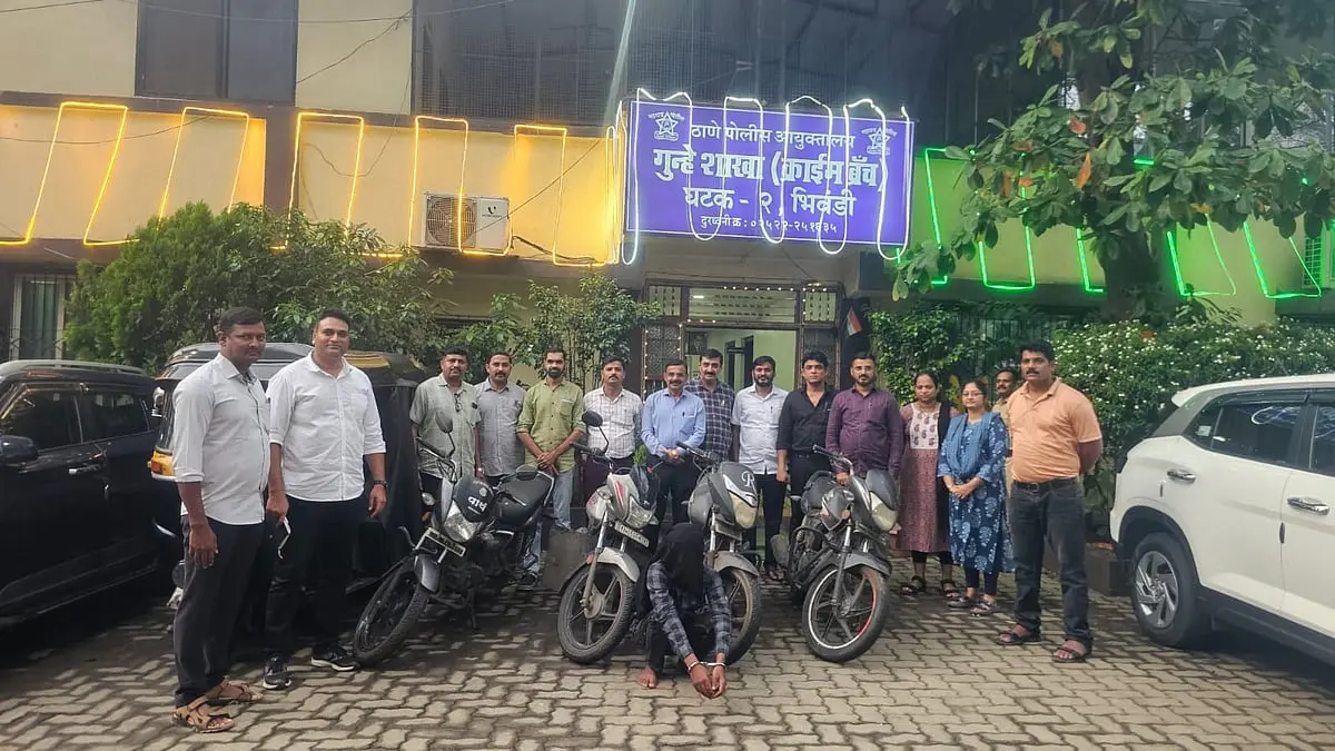 Bhiwandi crime branch arrests vehicle thief, recovers 5 vehicles worth Rs 1.87 lakh