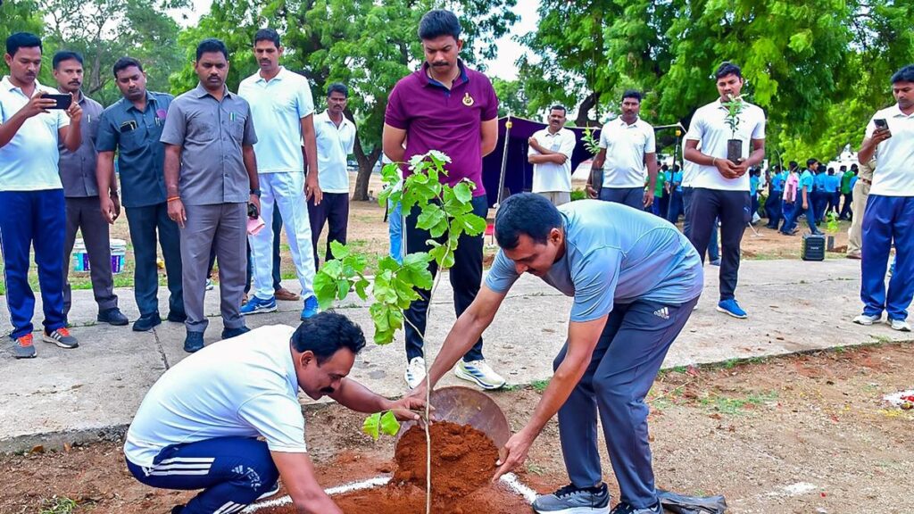 Ongole SP Urges Residents to Protect Newly Planted Saplings