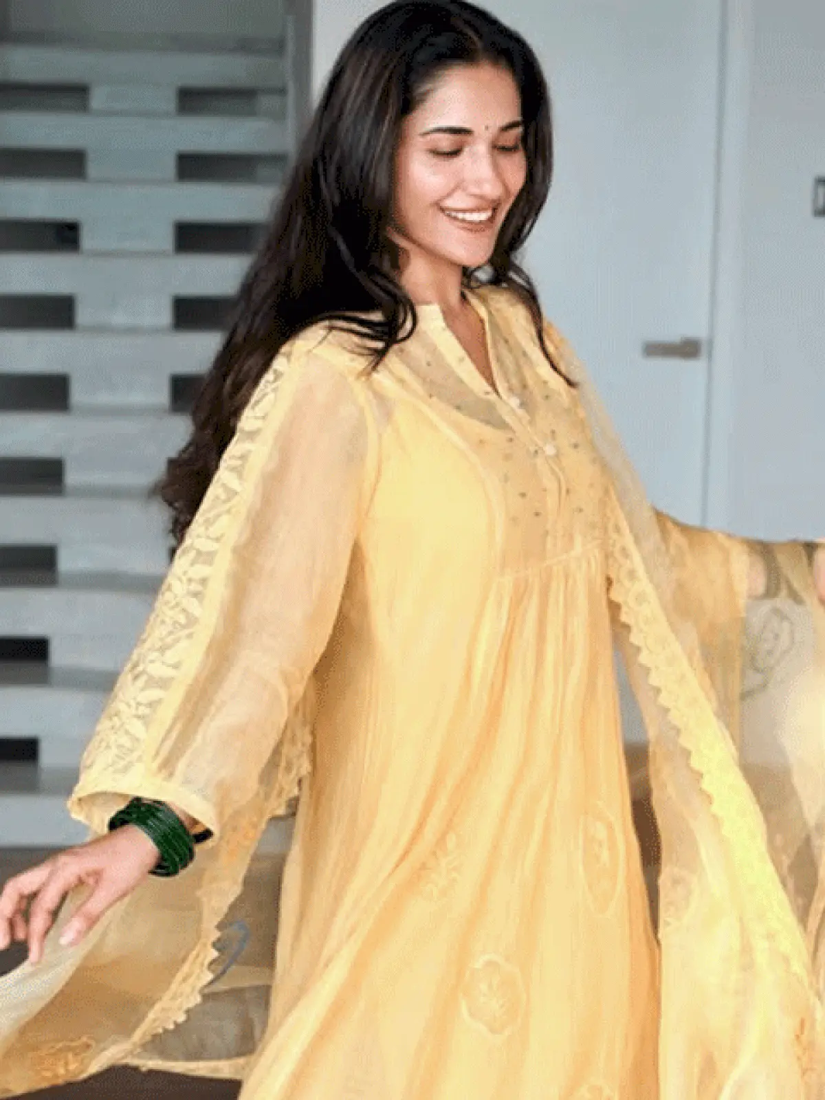 Ruhani Sharma stuns in yellow floral ensemble