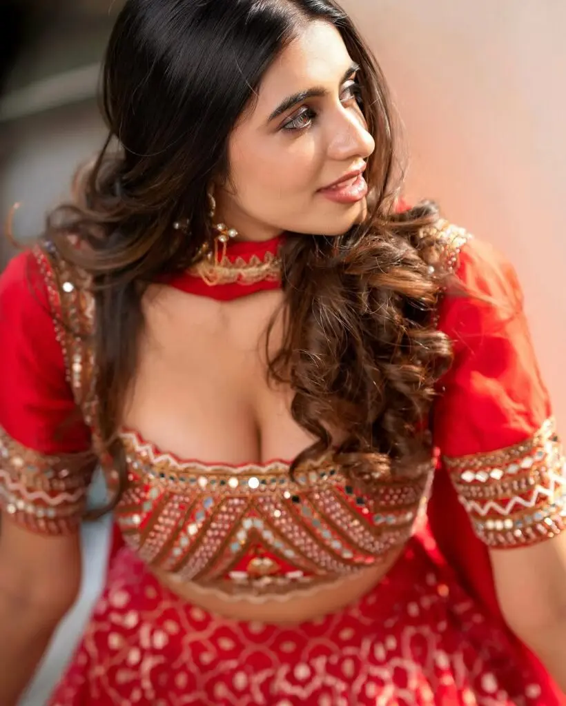 Maanasa Choudhary Stuns in Red Embroidered Lehenga