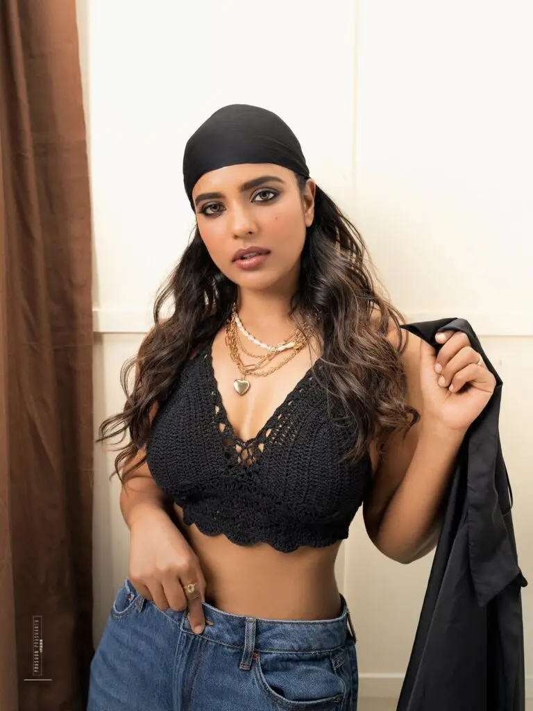 Aishwarya Rajesh stuns in chic black crochet top and jeans