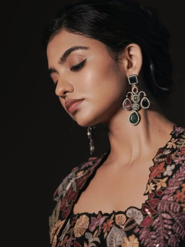 Mamitha Baiju Promotes Vishwanath & Sons in Black Lehenga