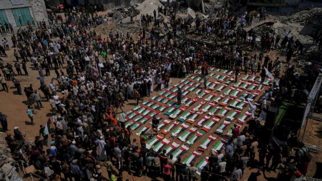 Gaza funeral held for 112 bodies recovered from 2023 strike