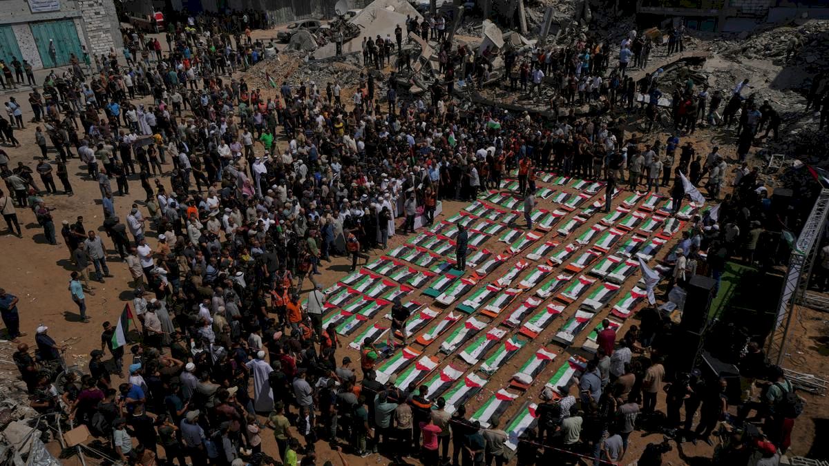 Gaza funeral held for 112 bodies recovered from 2023 strike