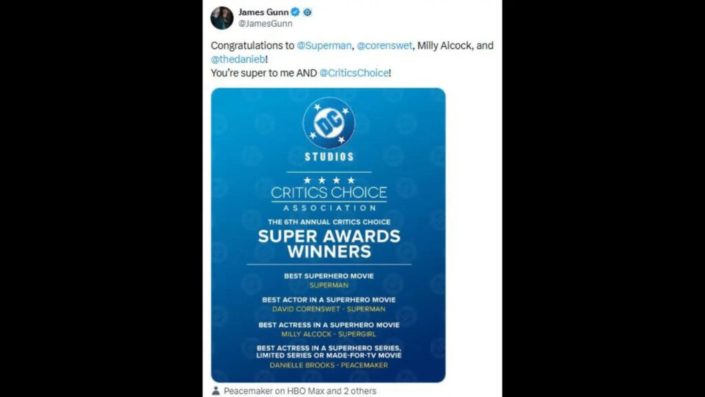 Superman Wins Three Critics Choice Super Awards