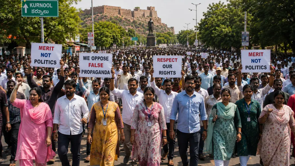4,000 Mega DSC-2025 teachers rally in Kurnool against YSRCP