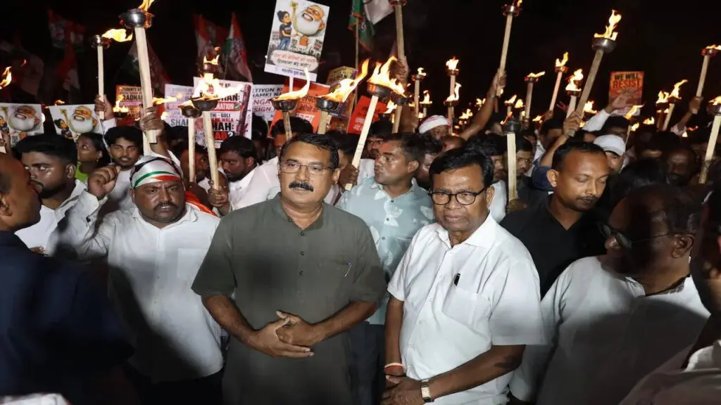 Odisha Youth Congress holds torch rally over exam leaks, textbook errors
