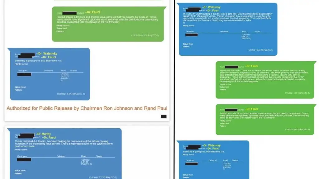 Republican senators release Fauci texts on vaccine pregnancy risk