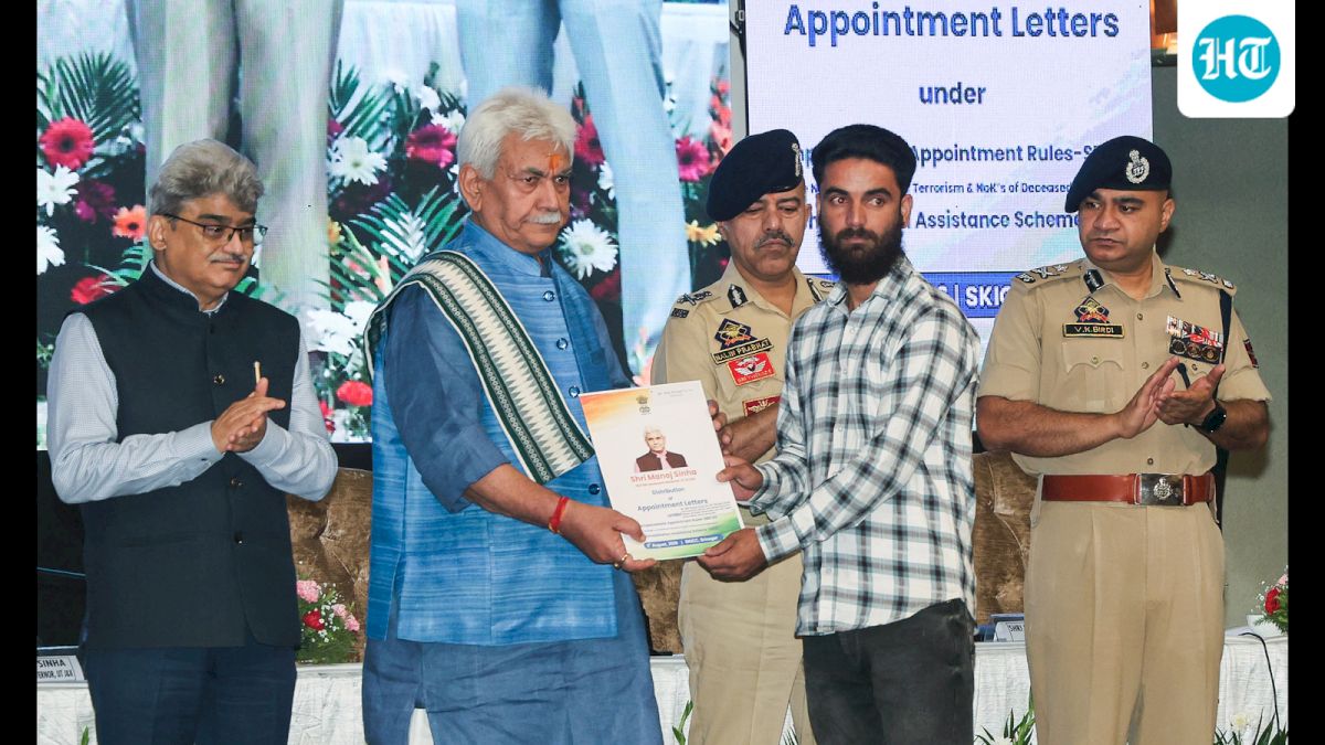 Sinha Gives Jobs to 69 J&K Terror Victims’ Family Members