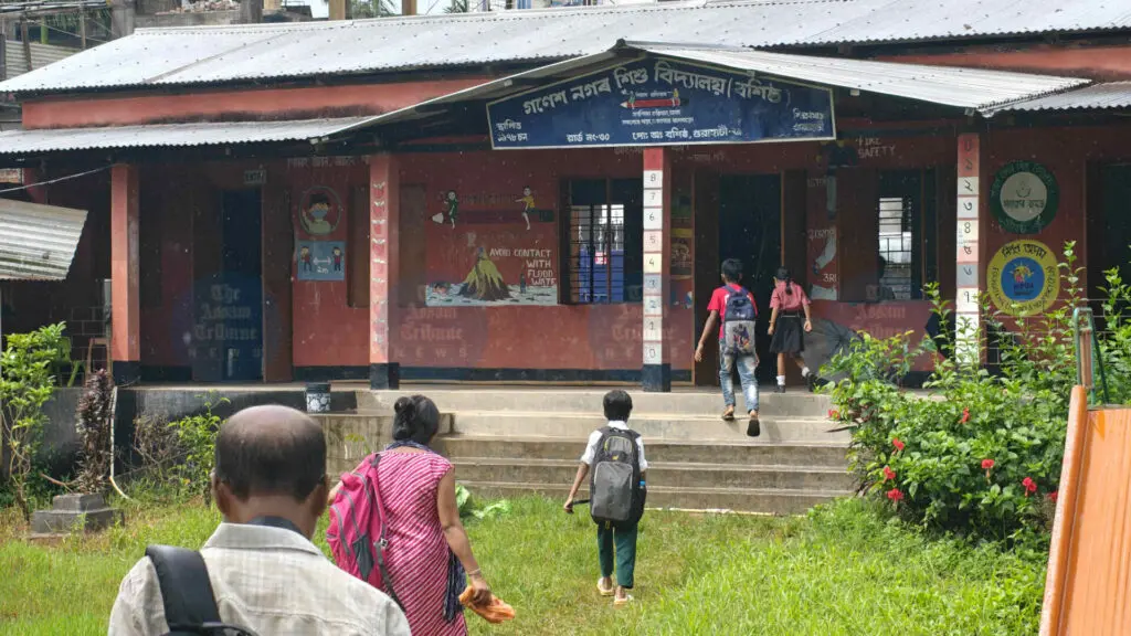 Guwahati school floods, six grades squeezed into one room
