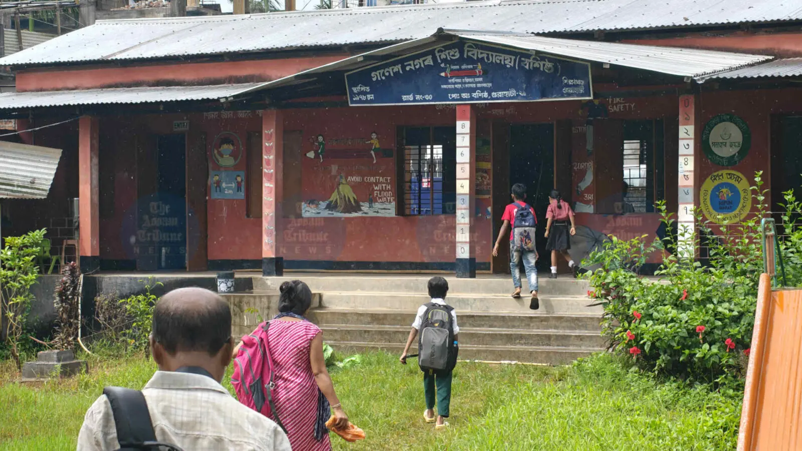 Guwahati school floods, six grades squeezed into one room