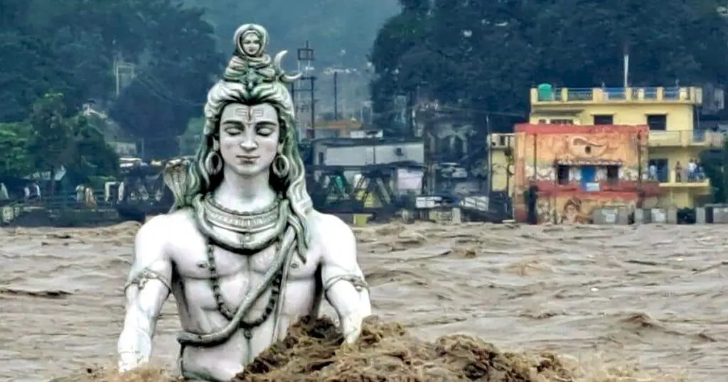 Ganga Swells, Submerges Parmarth Niketan Ghat in Rishikesh