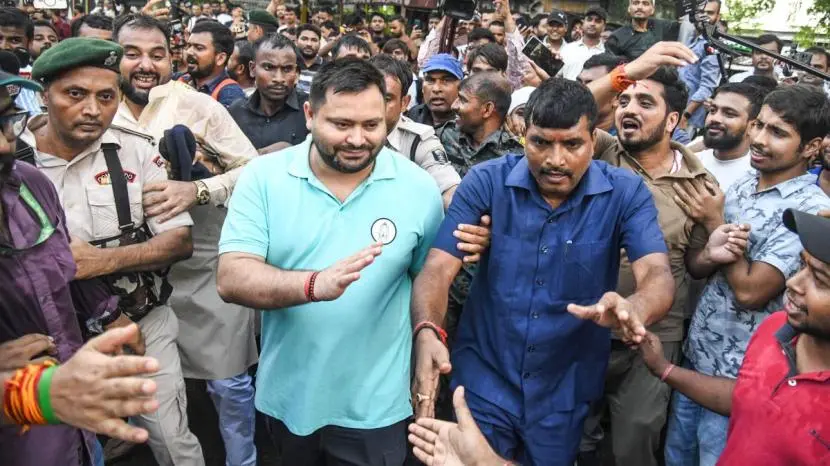 Tejashwi Yadav detained during NEET protest march in Patna