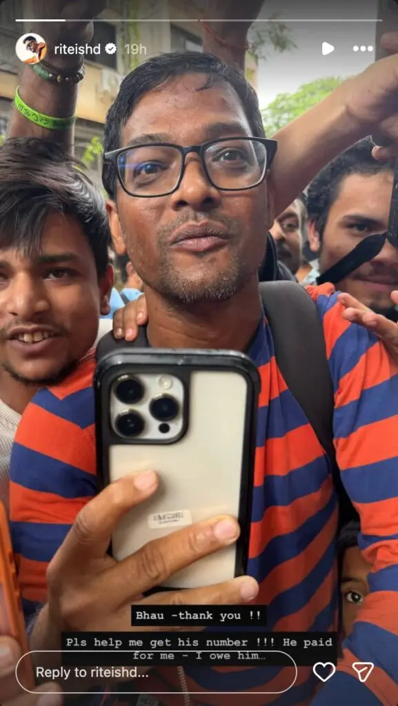 Riteish Deshmukh seeks paparazzo who gave Rs 100 to hungry boy