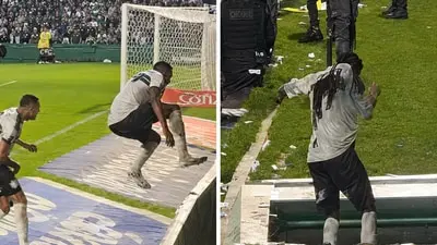 Brazilian defender falls into tunnel while celebrating goal