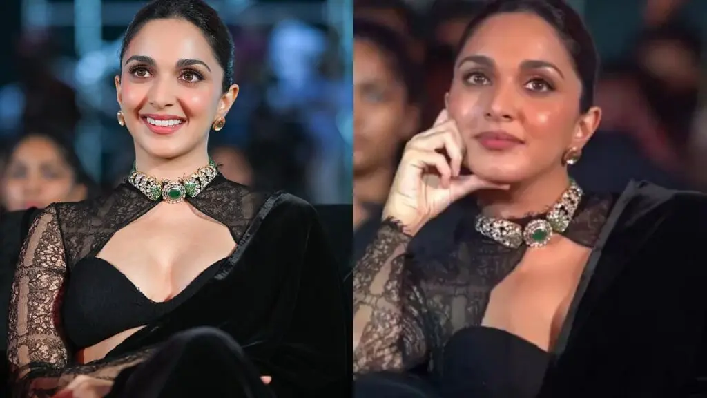 Kiara Advani wears daring black saree at Toxic Hyderabad event