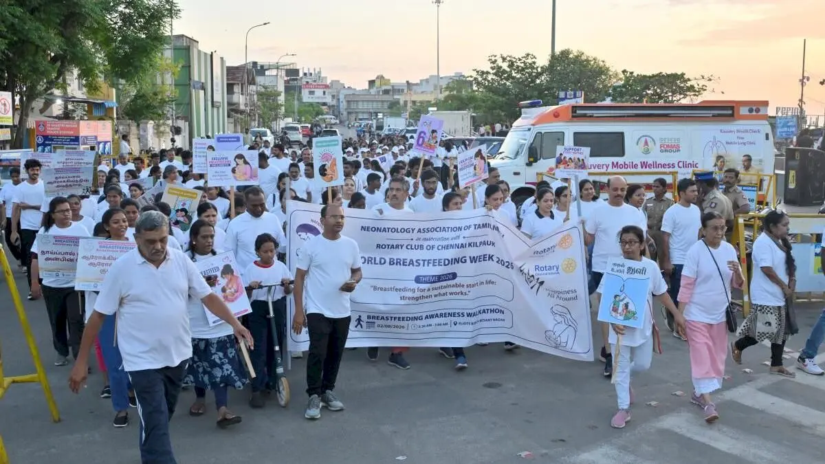 Breastfeeding awareness walkathon held at Besant Nagar Beach