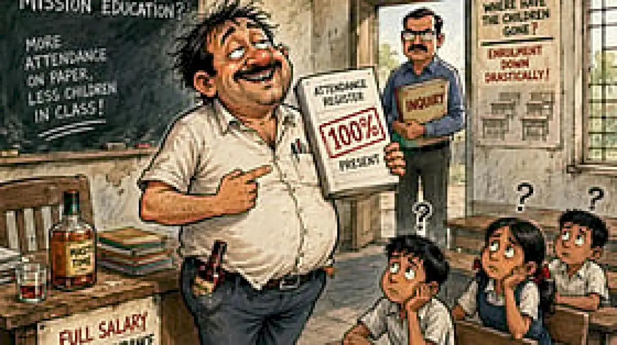 Sidhi teacher accused of drinking in class, drawing full salary