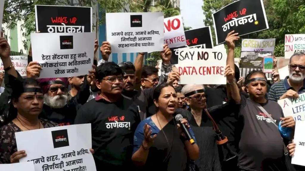 BJP leader leads protest against Amazon data centre in Thane over water, power concerns