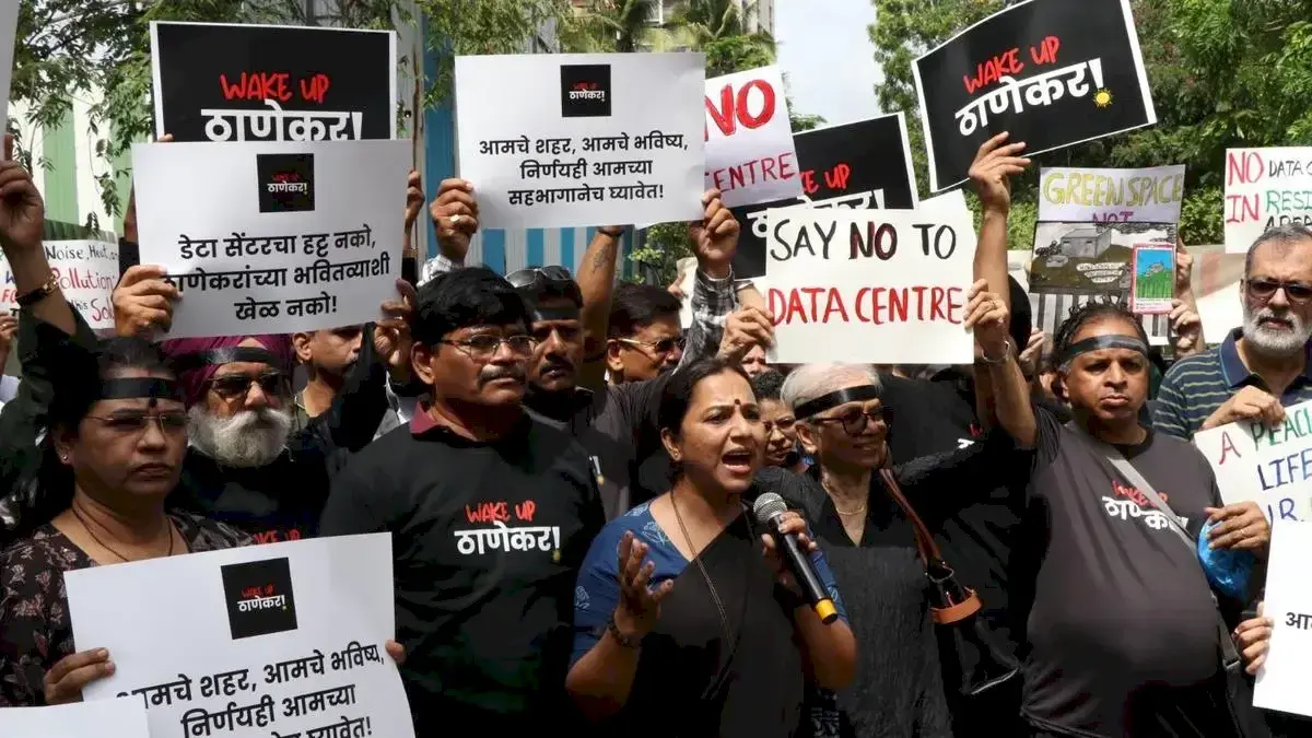 BJP leader leads protest against Amazon data centre in Thane over water, power concerns