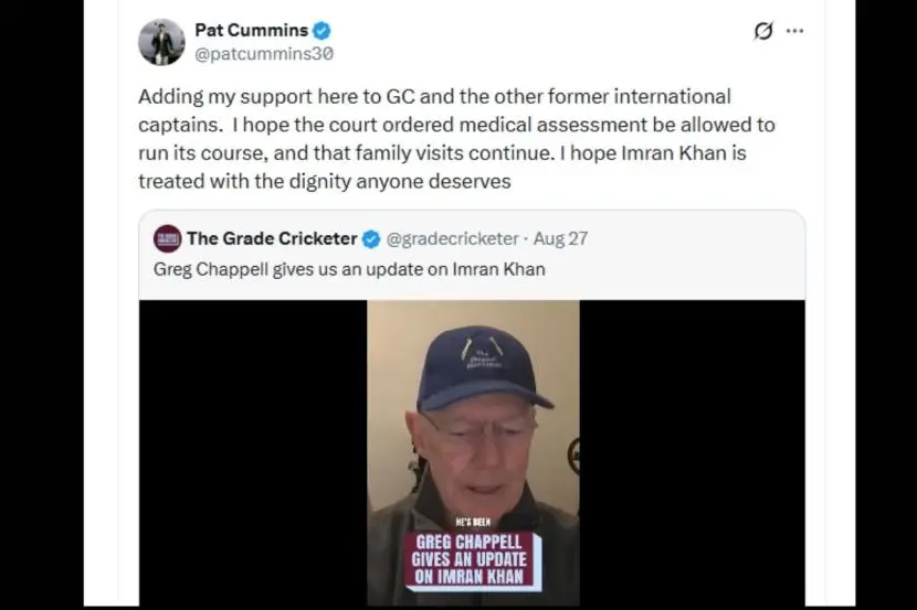 Cummins joins ex-captains seeking humane treatment for Imran Khan