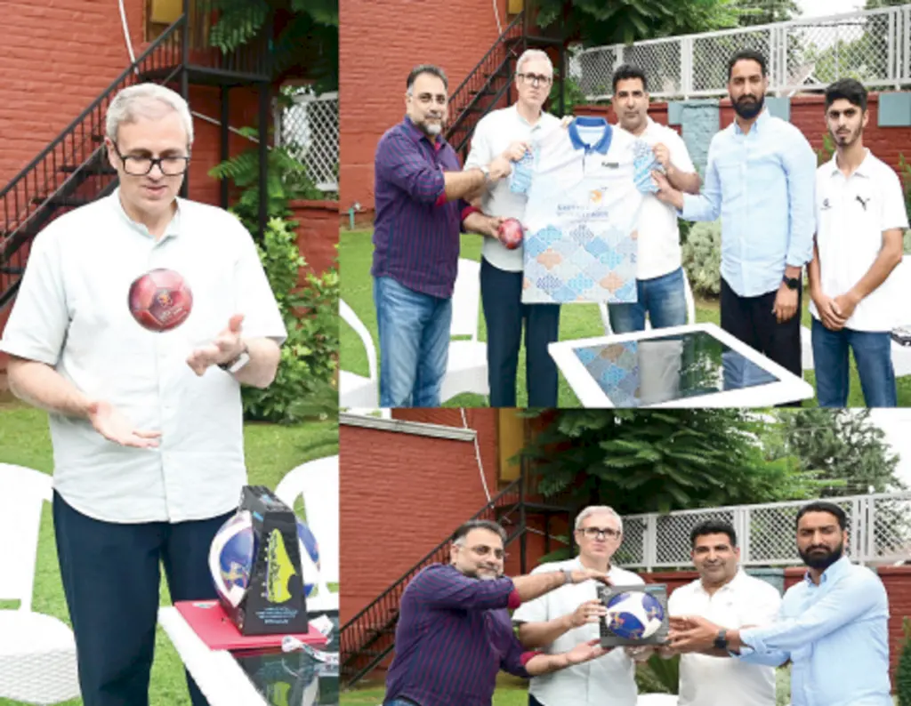 Omar Abdullah unveils Kashmir Super League jersey and football