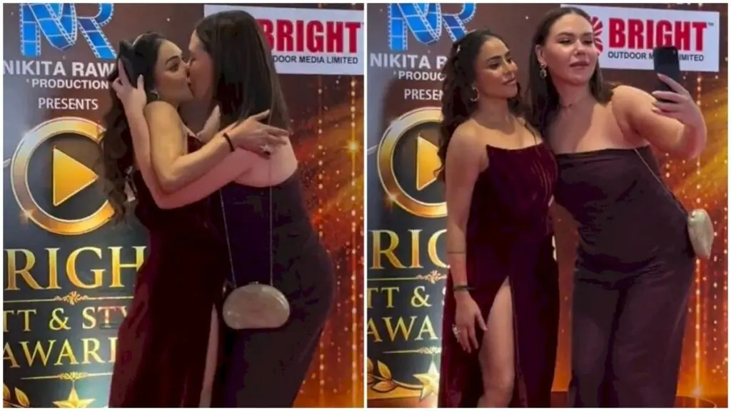 Female fan kisses actor Nikita Rawal on lips at red carpet