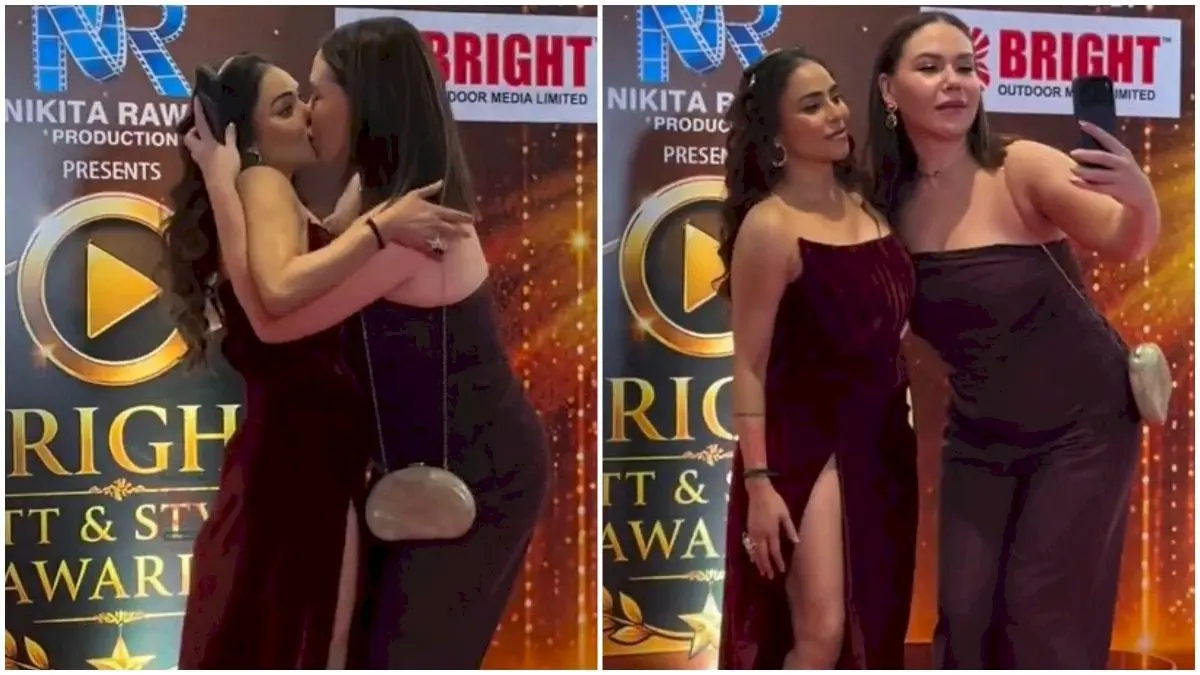 Female fan kisses actor Nikita Rawal on lips at red carpet