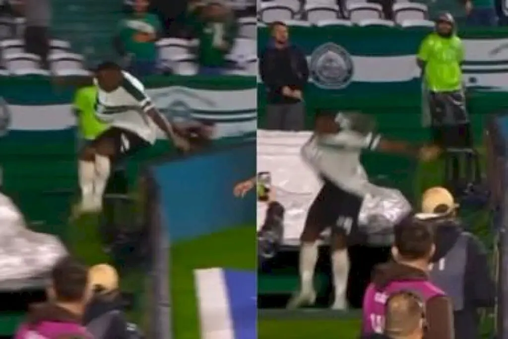 Coritiba defender celebrates, falls into hole, goal ruled offside