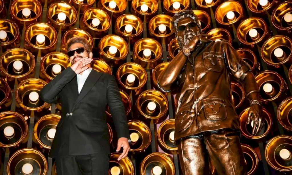 Allu Arjun greets his own bronze statue, memes erupt online