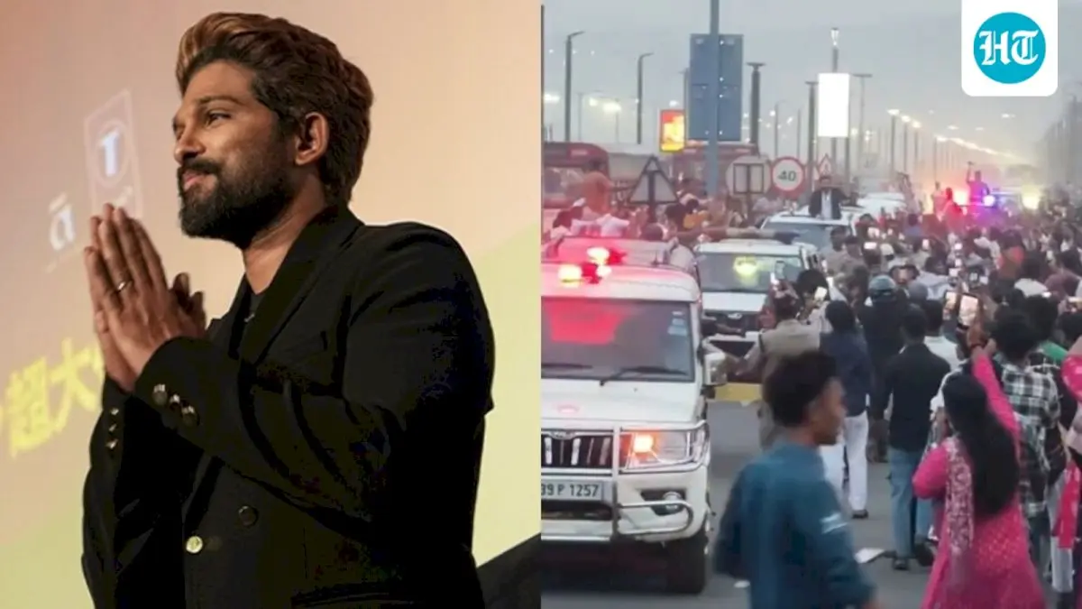 Allu Arjun fans block Vizag streets, mob car for a glimpse