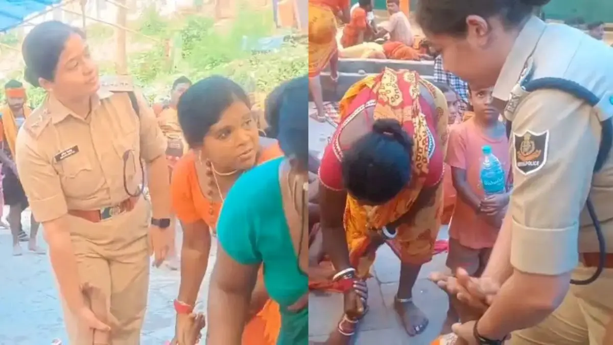 Odisha IPS officer massages feet of tired Kanwariyas, wins praise